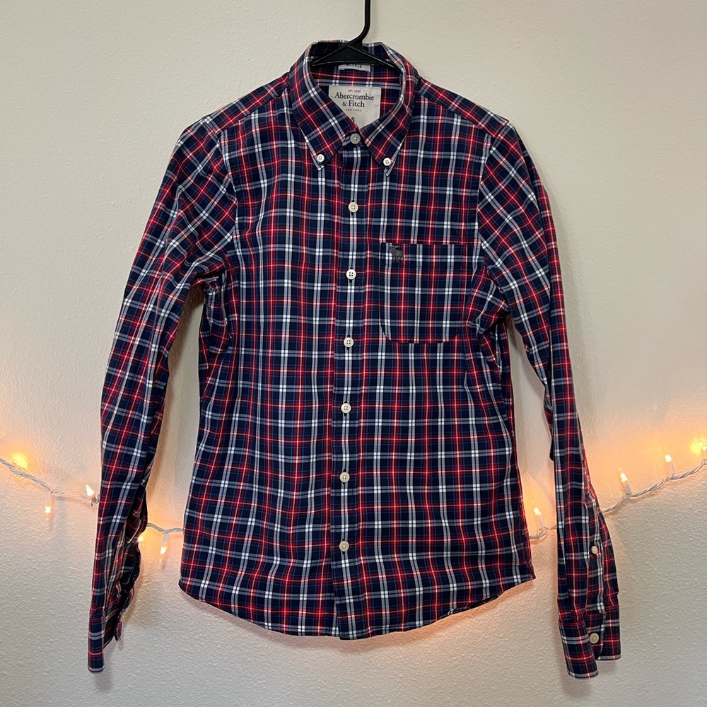 Abercrombie & Fitch Navy and Red Checkered Shirt